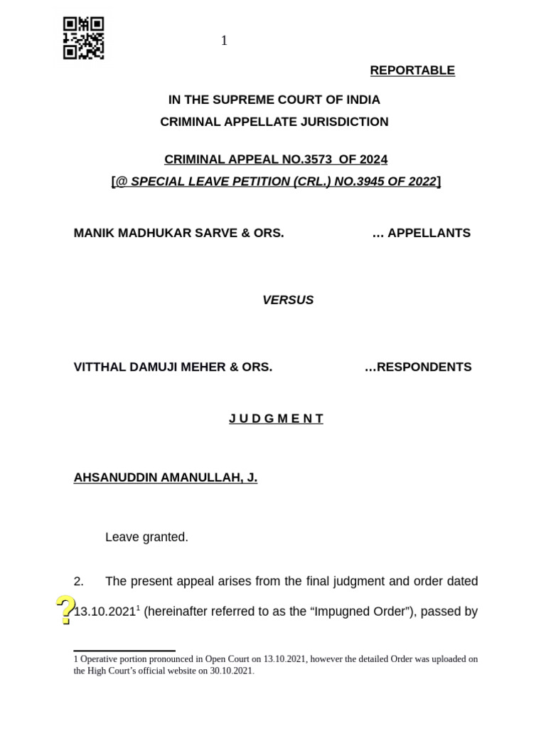 Manik Madhukar Sarve Ors V Vitthal Damuji Meher Ors | PDF | Bail | Crimes