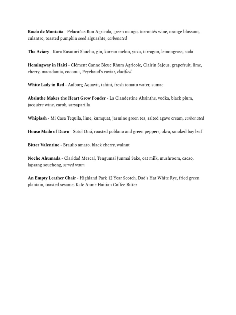 Sample CocktailMenu | PDF