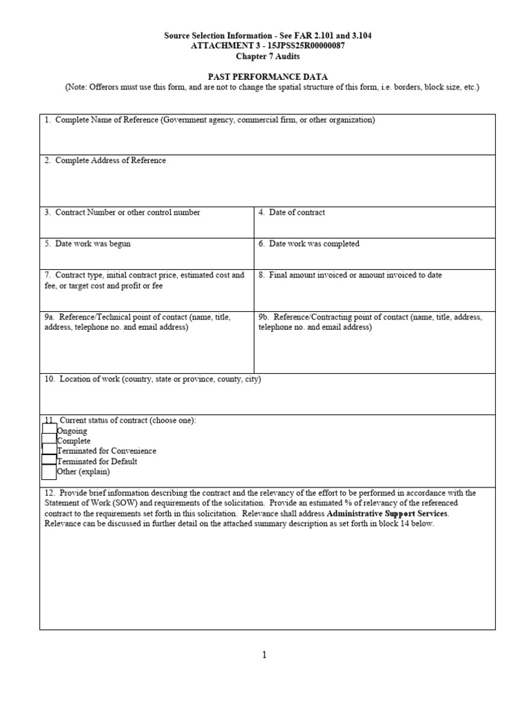 Attachment 3 Past Performance Data | PDF