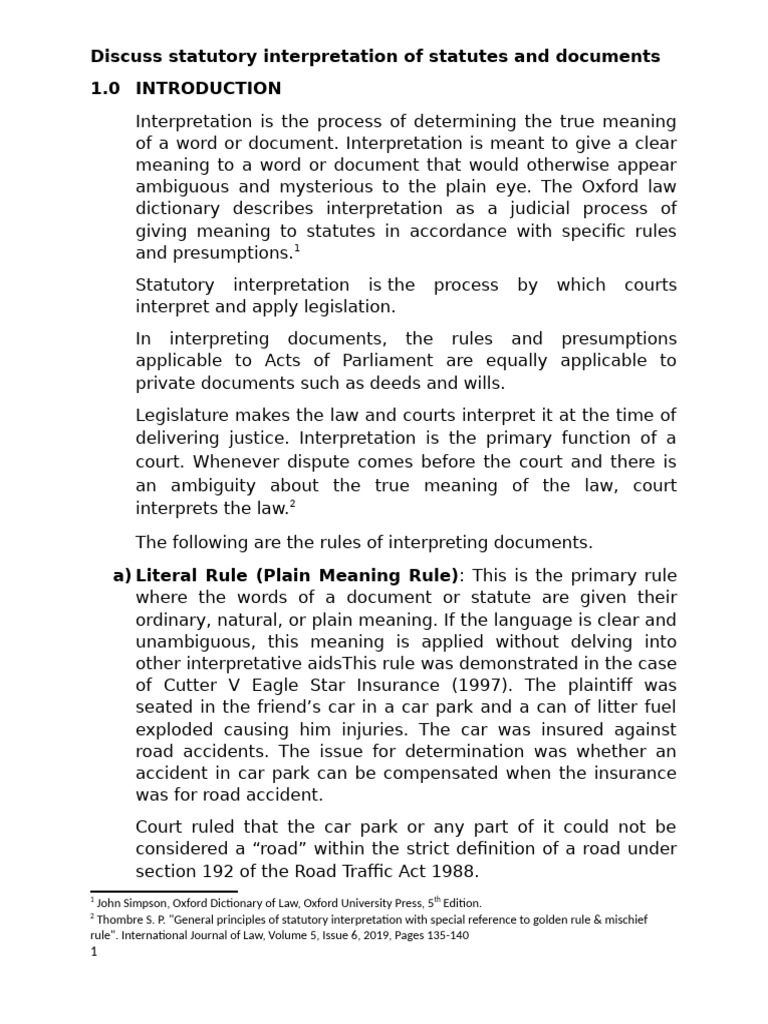 Statutory Interpretation | PDF | Statutory Interpretation | Plain ...