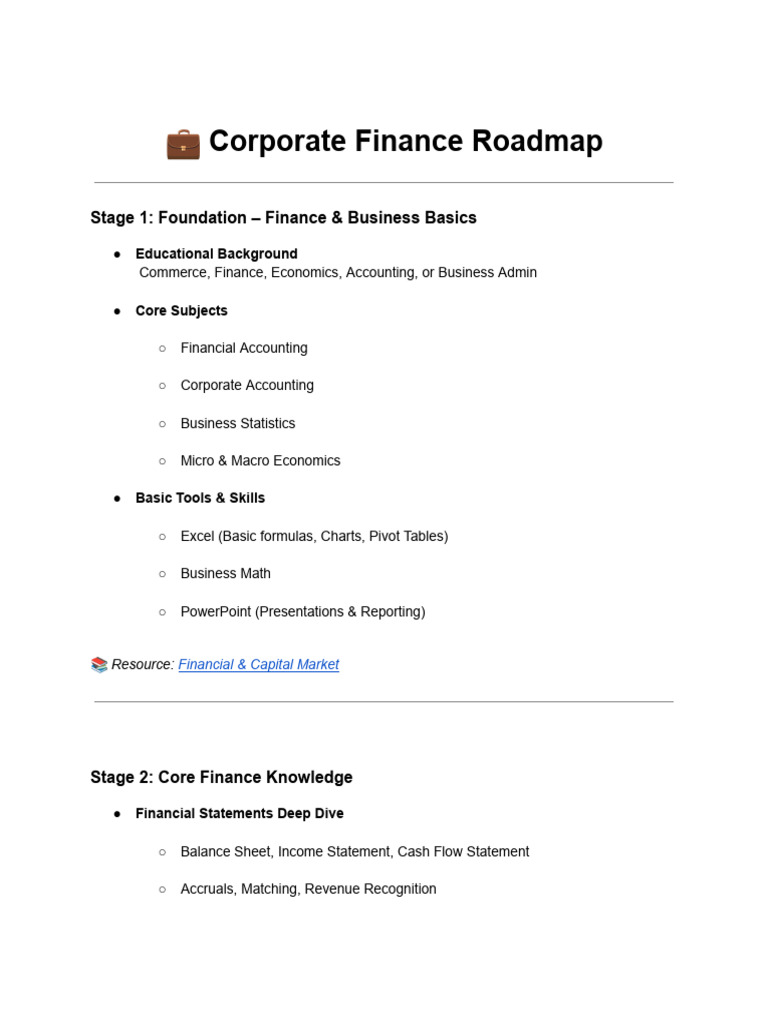 ? Corporate Finance Roadmap | PDF | Corporations | Money