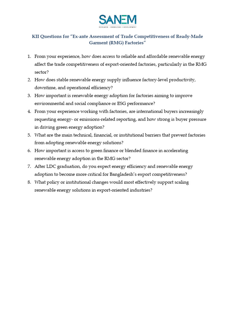 Sample KII Questionnaire | PDF