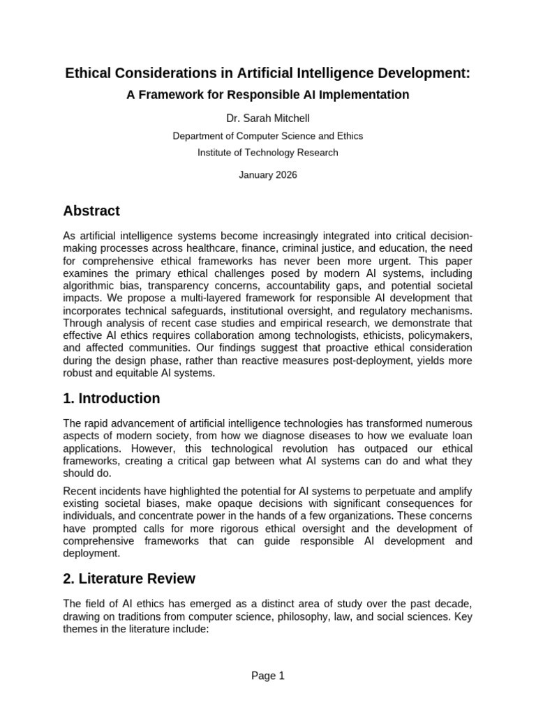 AI Ethics Research Paper | PDF | Artificial Intelligence | Intelligence ...