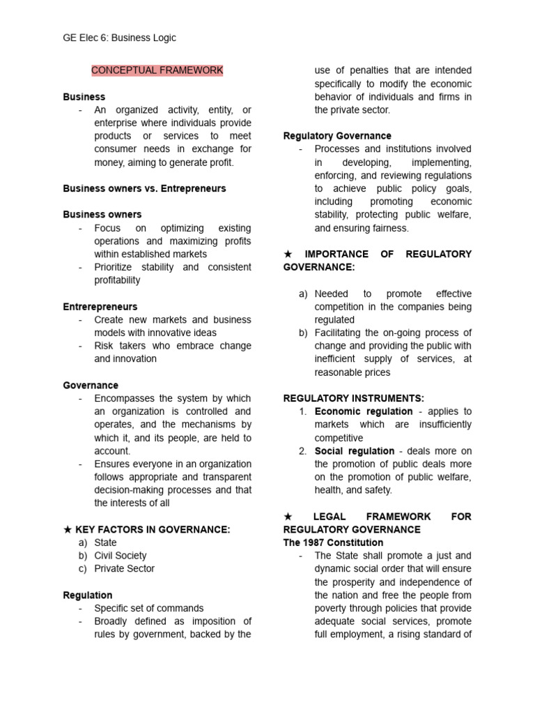 Conceptual Framework Doing Business in The Philippines | PDF | Business ...