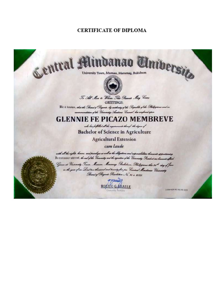 Certificate of Diploma and Graduation | PDF