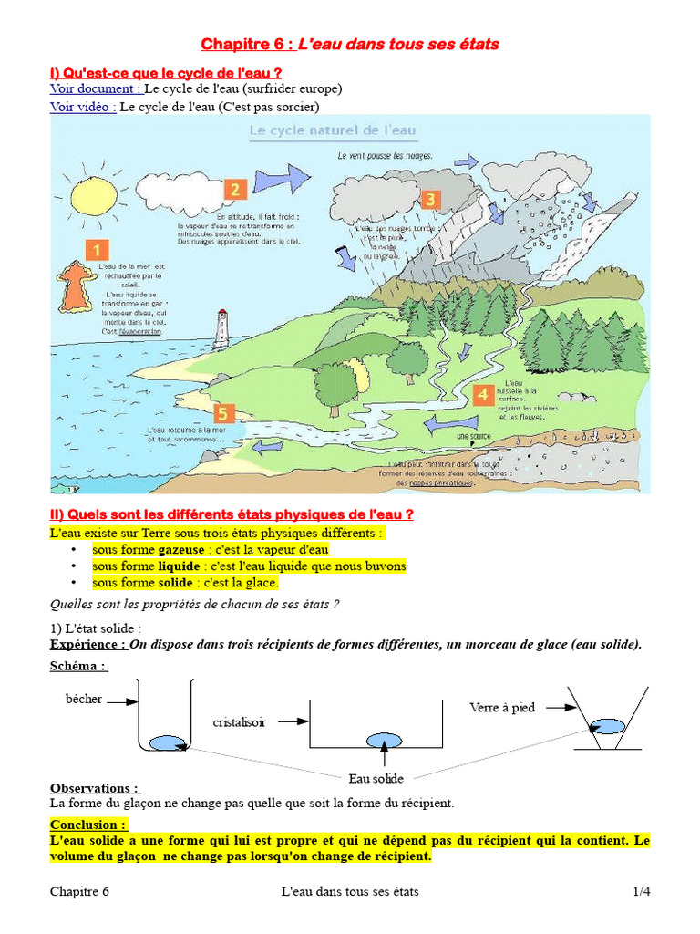5e Chim Chap6 Cours Etateaupdf 260119 165852 | PDF | Température | Eau