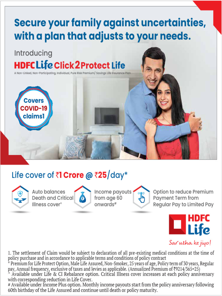 HDFC Life Click 2 Protect Life Retail Brochure | PDF | Myocardial ...