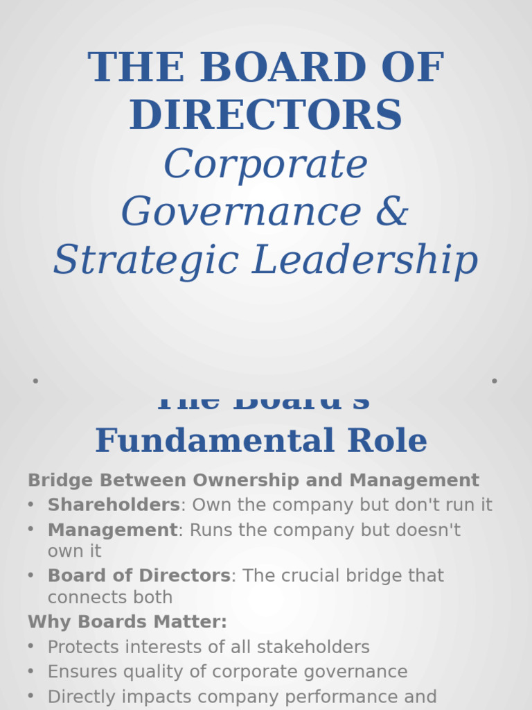 The Board of Directors | PDF | Board Of Directors | Governance