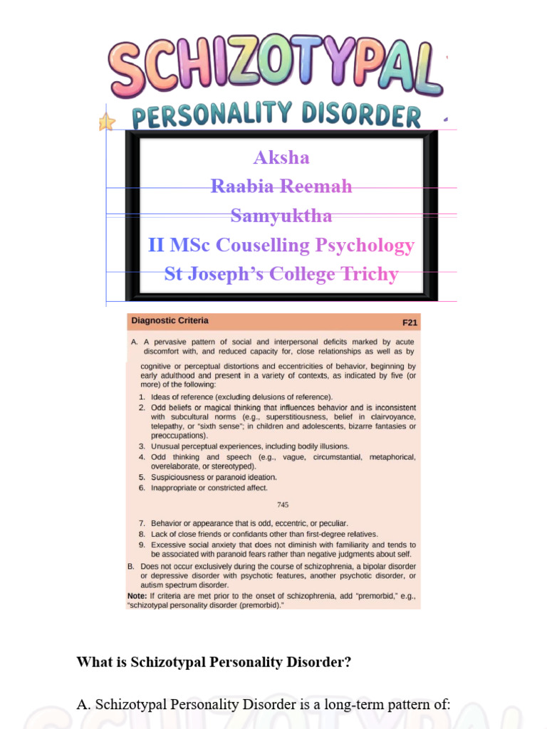 Schizotypal Personality Disorder Original | PDF | Mental Disorder | Anxiety