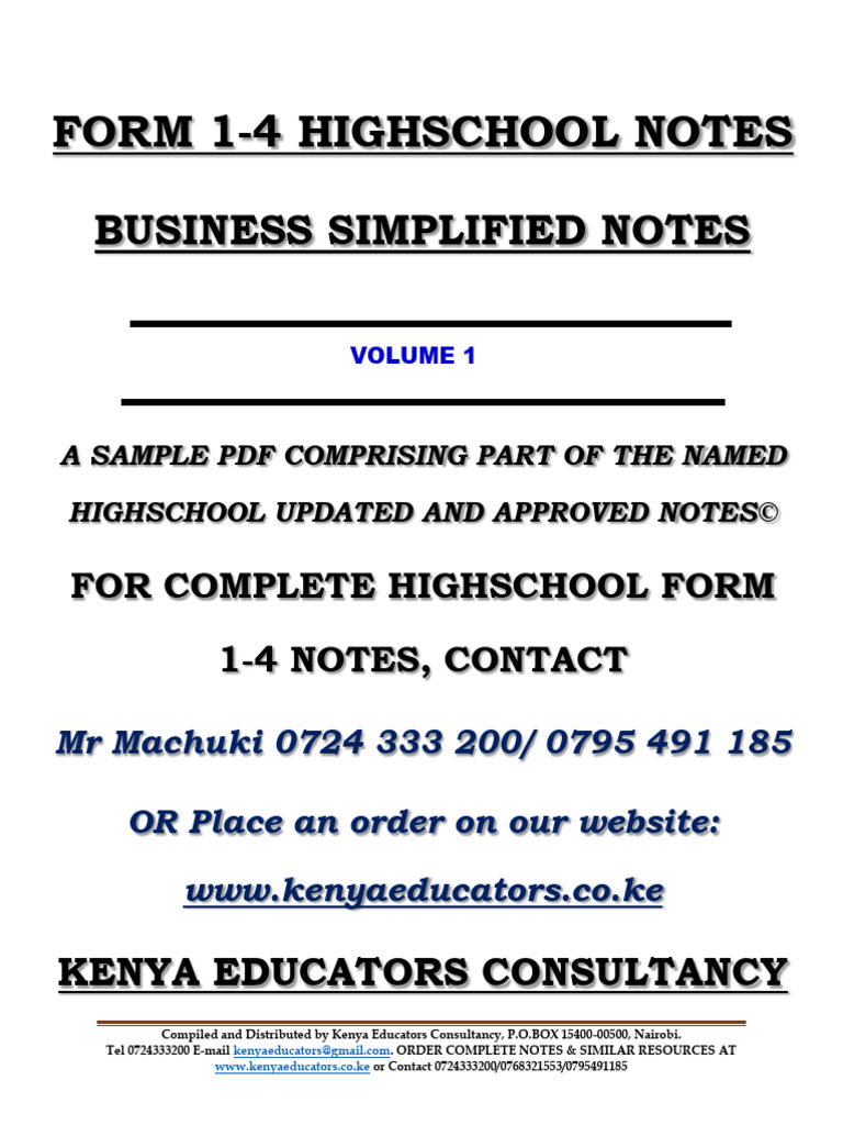 Business Complete Highschool Notes | PDF | Entrepreneurship | Goods