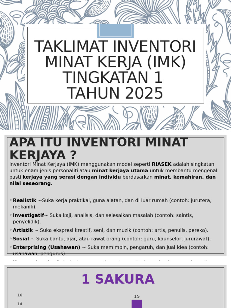 Taklimat Inventori Minat Kerja (Imk) Tingkatan | PDF