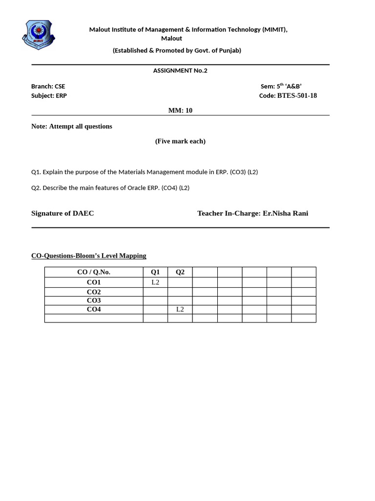 Assignment ERP | PDF