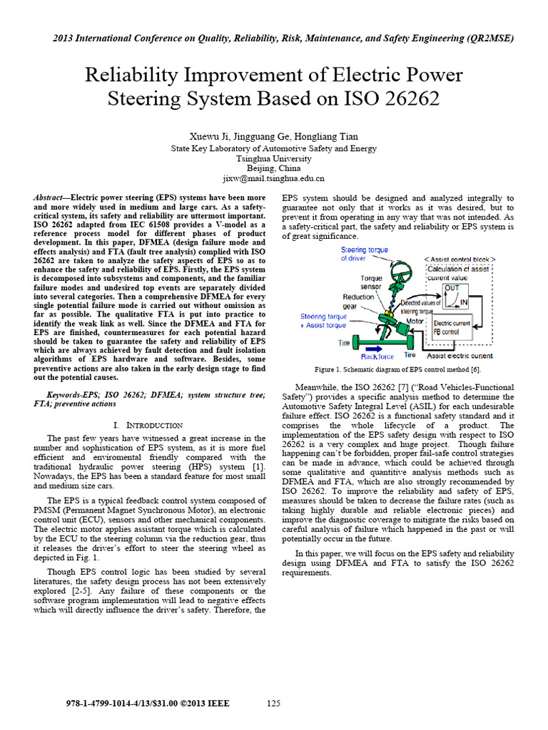 Reliability Improvement of Electric Power Steering System Based on ISO ...