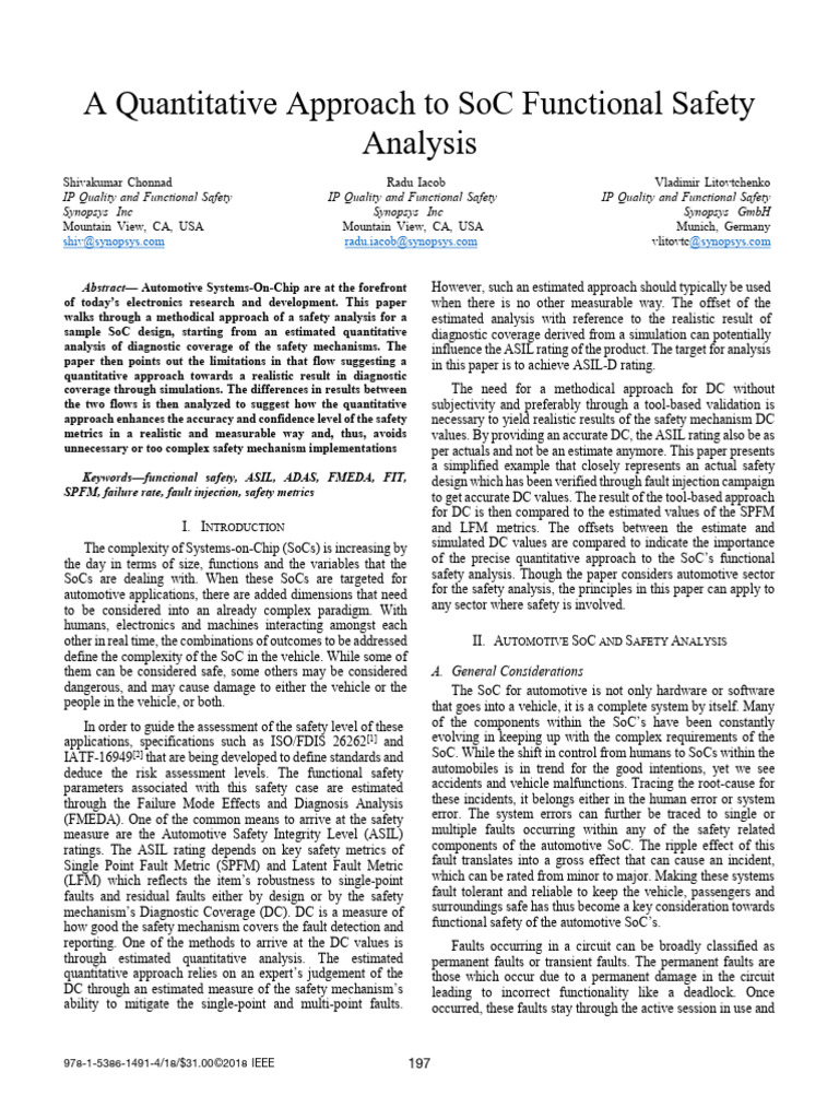 A Quantitative Approach To SoC Functional Safety Analysis | PDF | Error ...
