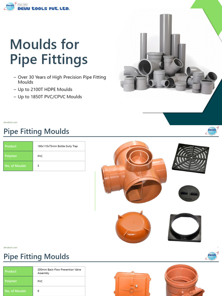 DEVU TOOLS - Moulds For Pipe Fittings | PDF | Pipe (Fluid Conveyance ...