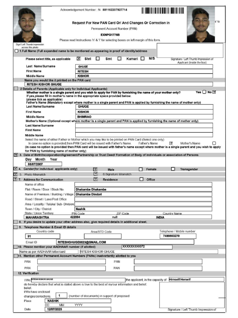 Pan Card Application | PDF