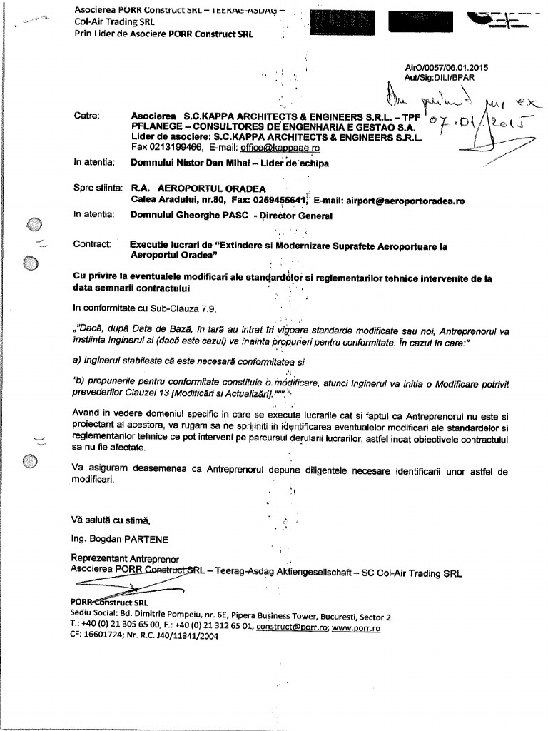 OC 0057 - Sub Clauza 7.9 Modificari STAS | PDF