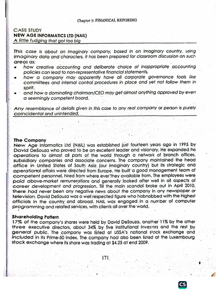 Financial Reporting Case Study 2 | PDF