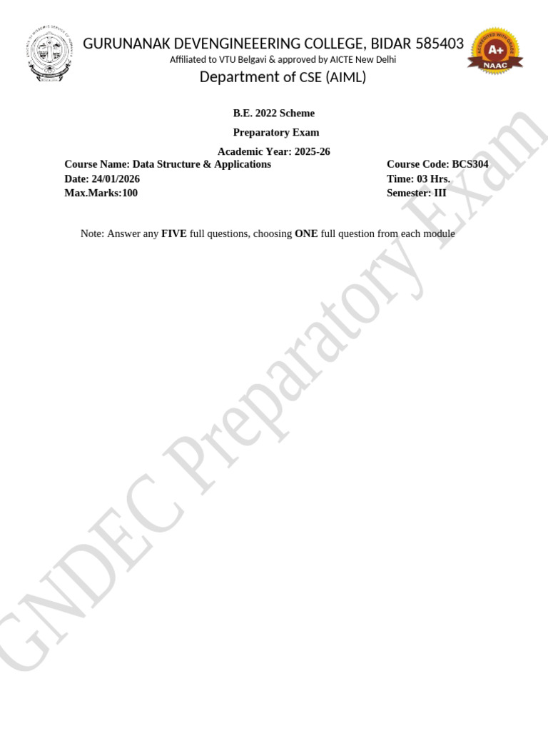 DSA prept QP | PDF | Queue (Abstract Data Type) | Theoretical Computer ...