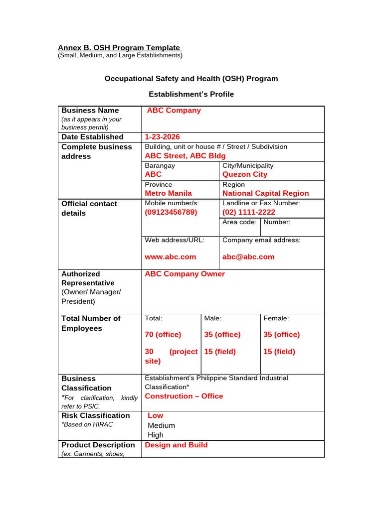 OSH Program - SML 1-23 - 2026 | PDF | Occupational Safety And Health ...
