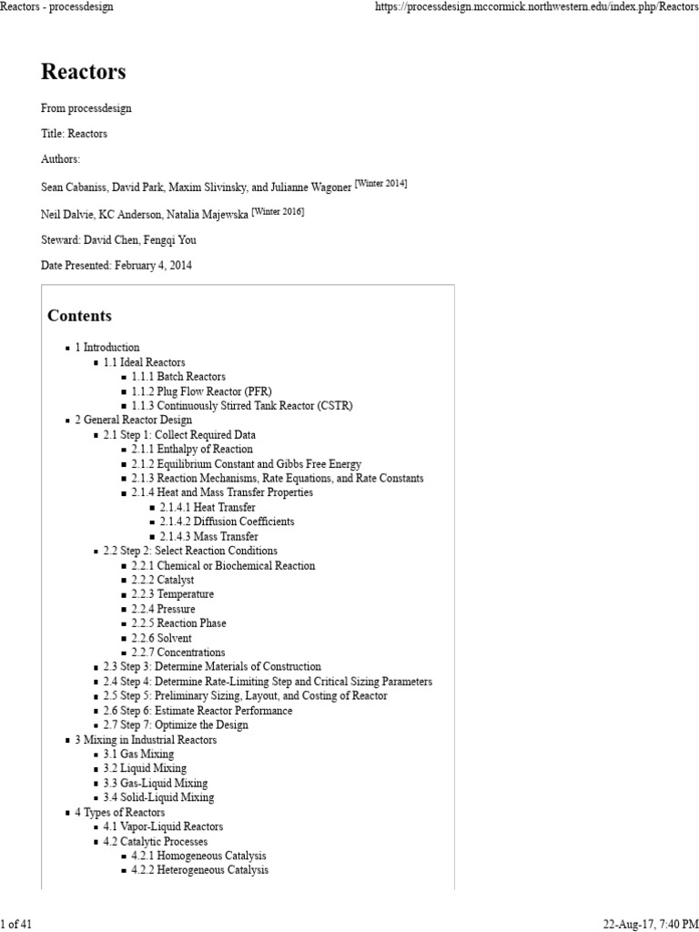 3 Reactors - Processdesign | PDF | Chemical Reactor | Reaction Rate