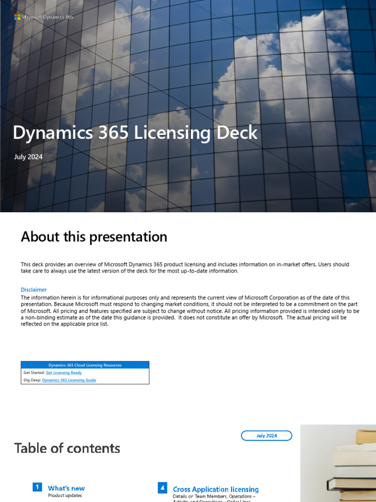 Dynamics 365 Licensing Deck - July 2024 | PDF | Computing | Software