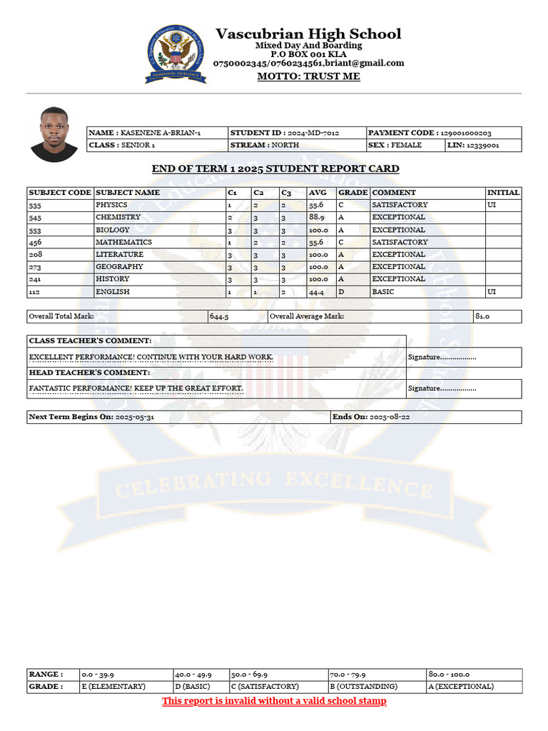 O-Level Template Report Card | PDF | Schools | Student Assessment And ...