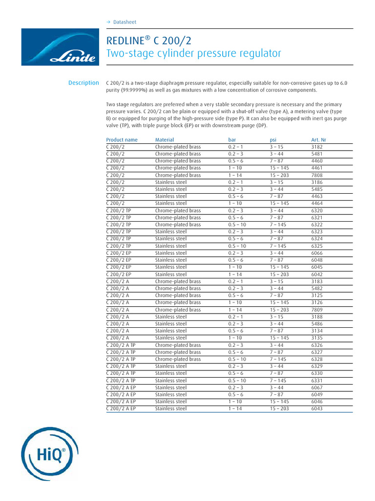 REDLINE C200-2 Regulator Datasheet en | PDF | Valve | Mechanical ...