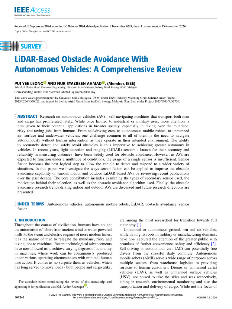 9 - LiDAR Based Obstable Avoidance With Autonomous Vehicles | PDF ...