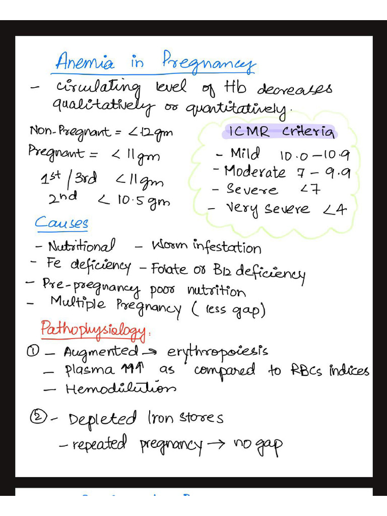 Anemia in Pregnancy Notes . | PDF