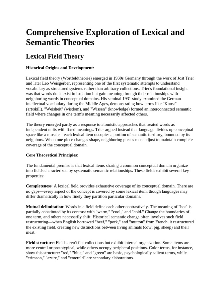 Lexical and Semantic Theories | PDF | Semantics | Linguistics