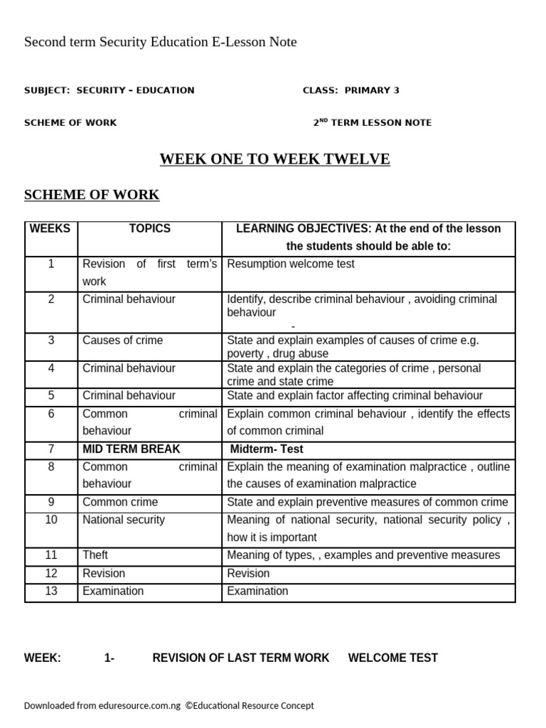Security Education Pry3 2nd Term Note | PDF | Manslaughter | Murder