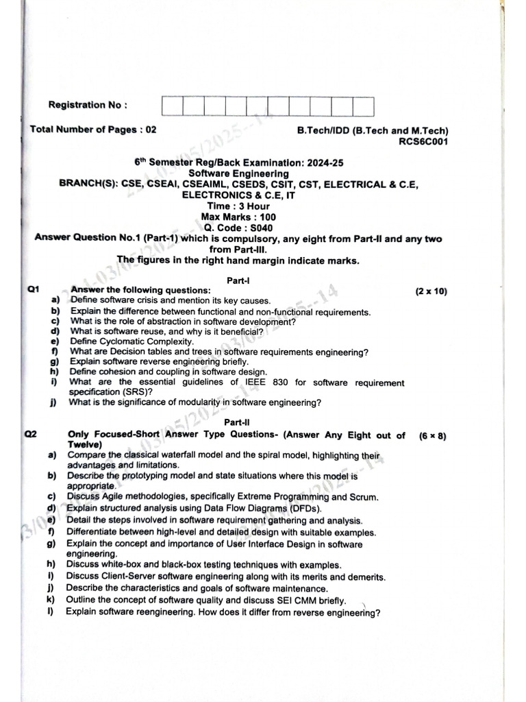 Software Engineering Rcs6c001 2024 25 | PDF