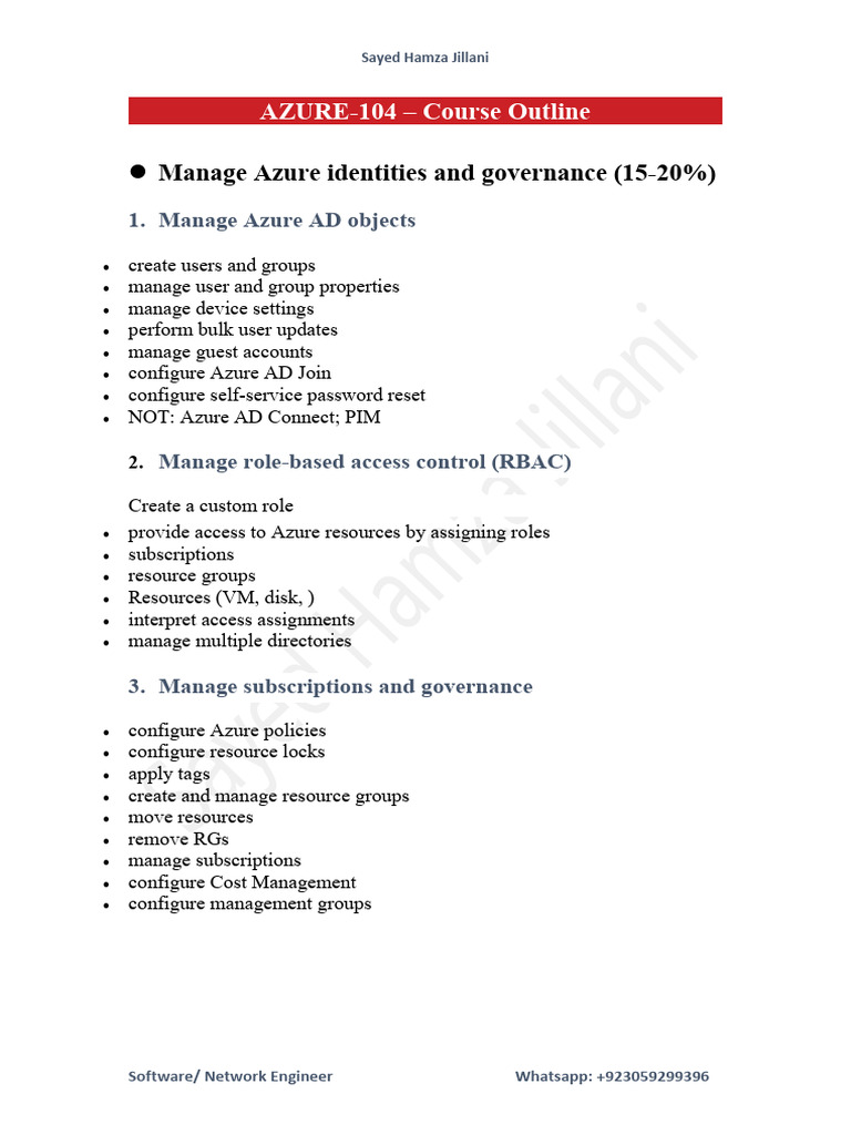 Microsoft Azure-104 Course Outline | PDF | Microsoft Azure | Computer ...