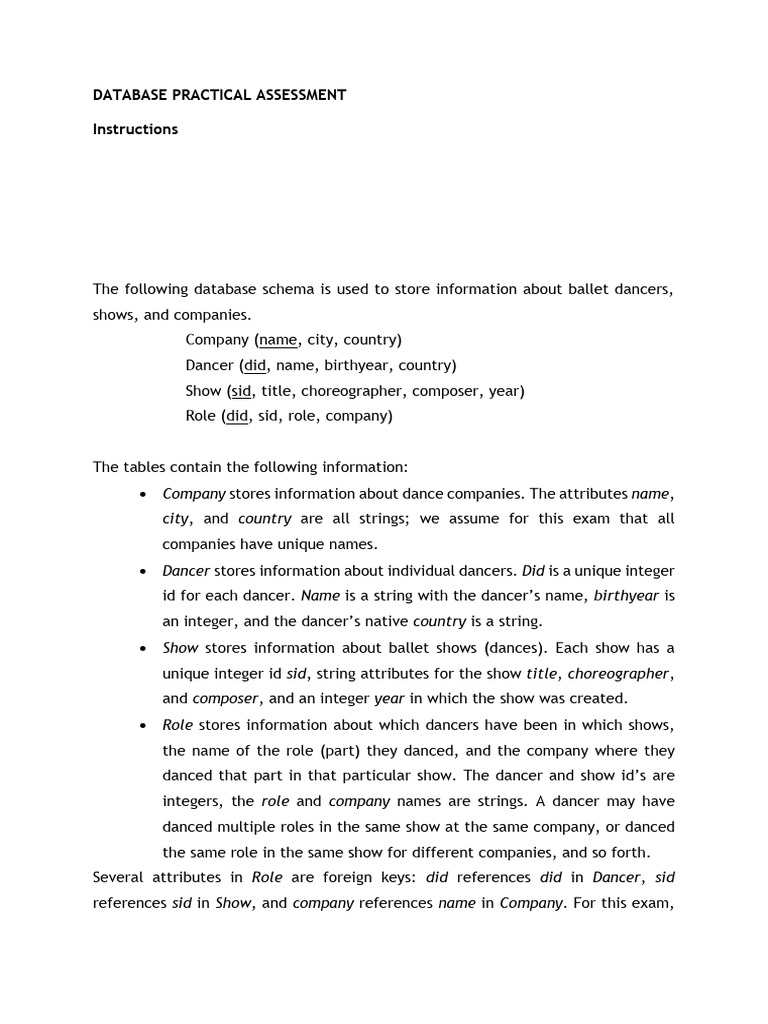 Database in Class Assessment | PDF | The Nutcracker | Dances