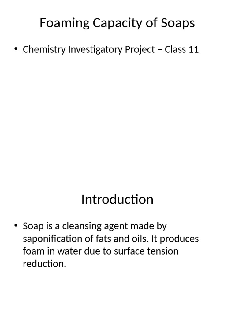 Complete Foaming Capacity Soaps Project | PDF