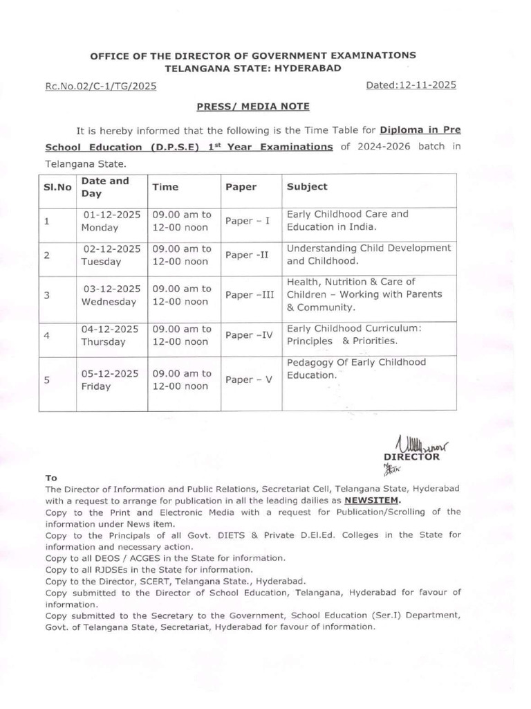 Dpse 2025 Exam Timetable | PDF