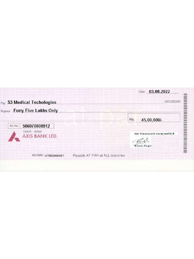 Axis Bank Cheque Book | PDF