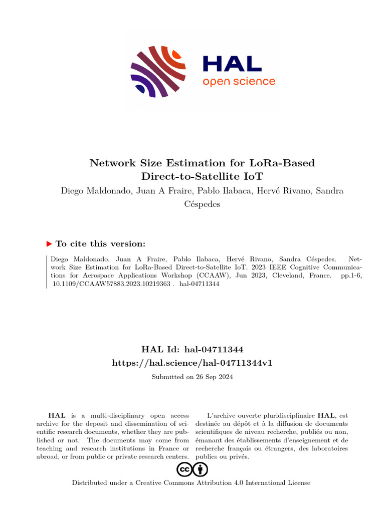 Network Size Estimation For LoRa-Based DTS IoT | PDF | Computer Network ...