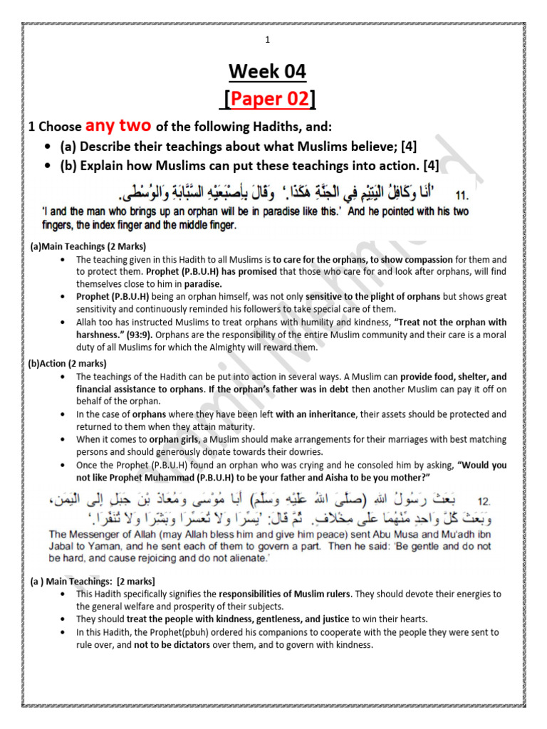 Week 04 Paper 02 | PDF | Hadith | Quran
