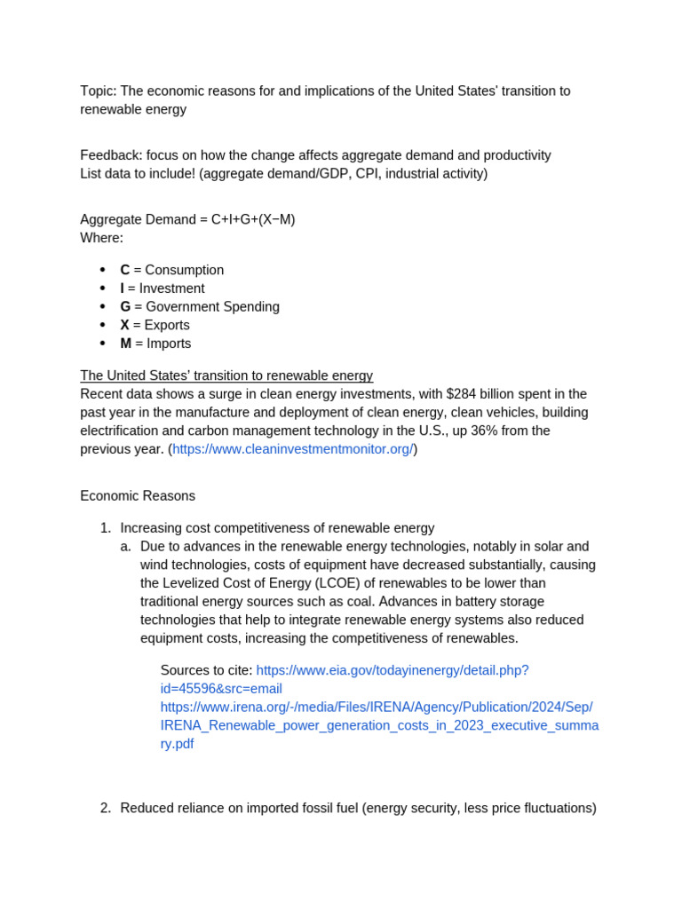 The Economic Reasons for and Implications of the United States Outline ...