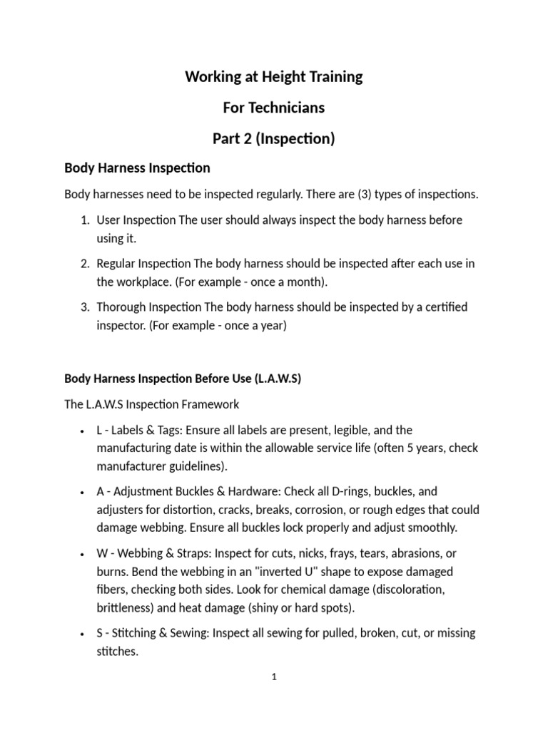 Working at Height Training Part 2 (Inspection) | PDF