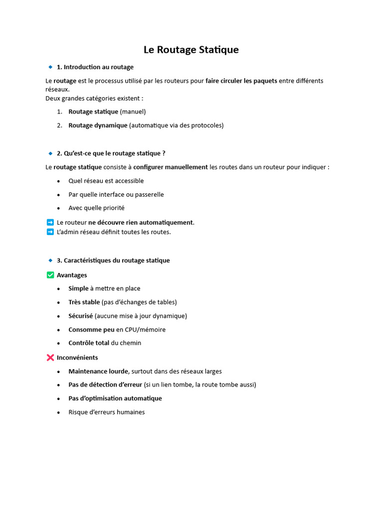 Le Routage Statique | PDF | Adresse IP | Routage