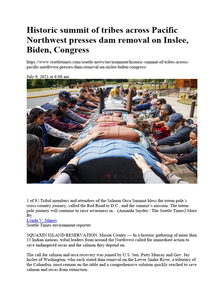 Historic Summit of Tribes Across Pacific Northwest Presses Dam Removal ...