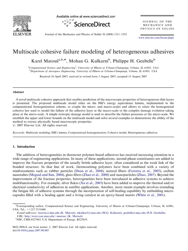 Multiscale Cohesive Failure Modeling of Heterogeneous Adhesives | PDF ...