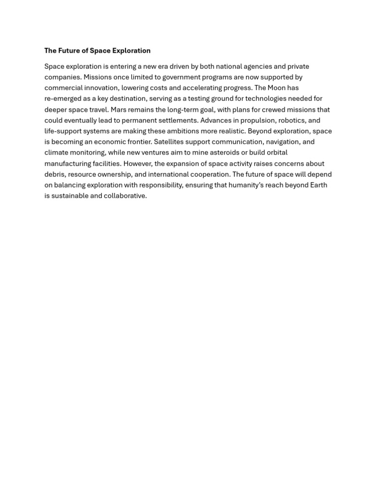The Future of Space Exploration | PDF