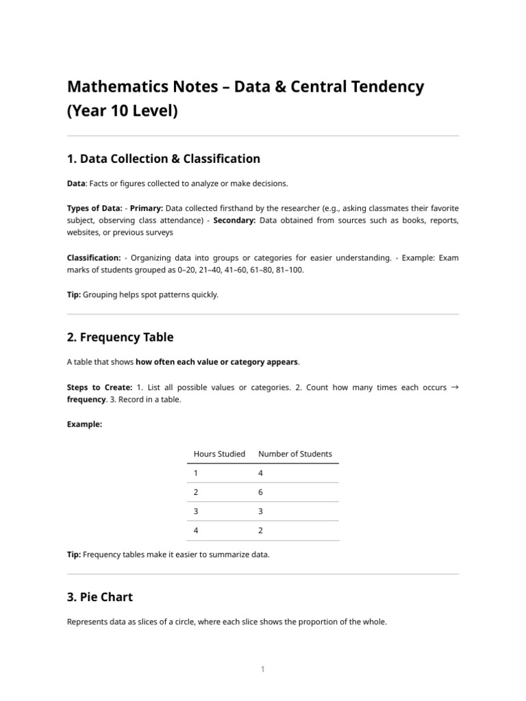 Math Data Central Tendency Note Ema | PDF | Mode (Statistics)