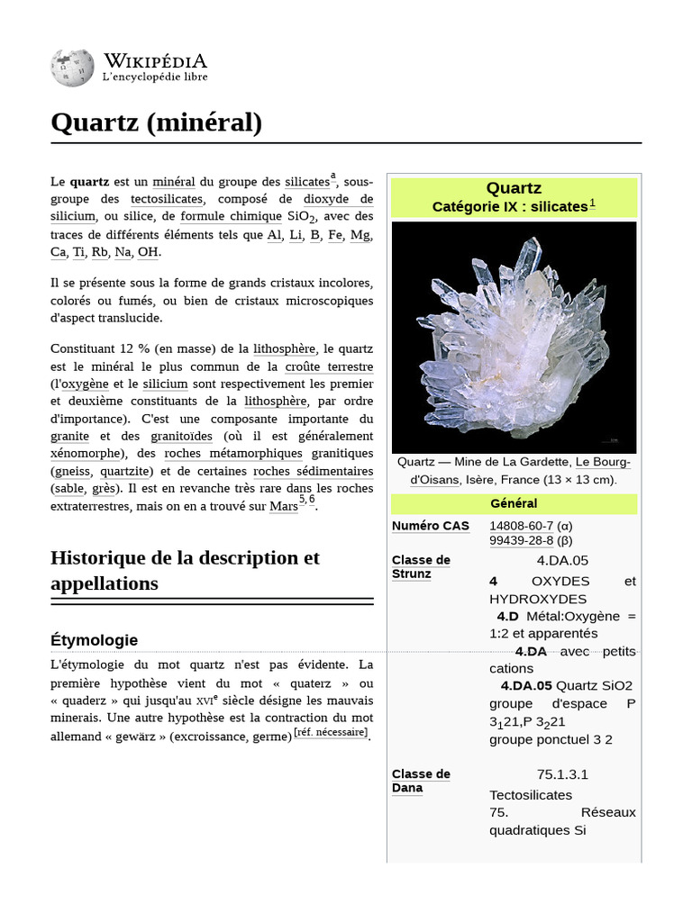 Quartz (Minéral) | PDF | Quartz | Minéralogie