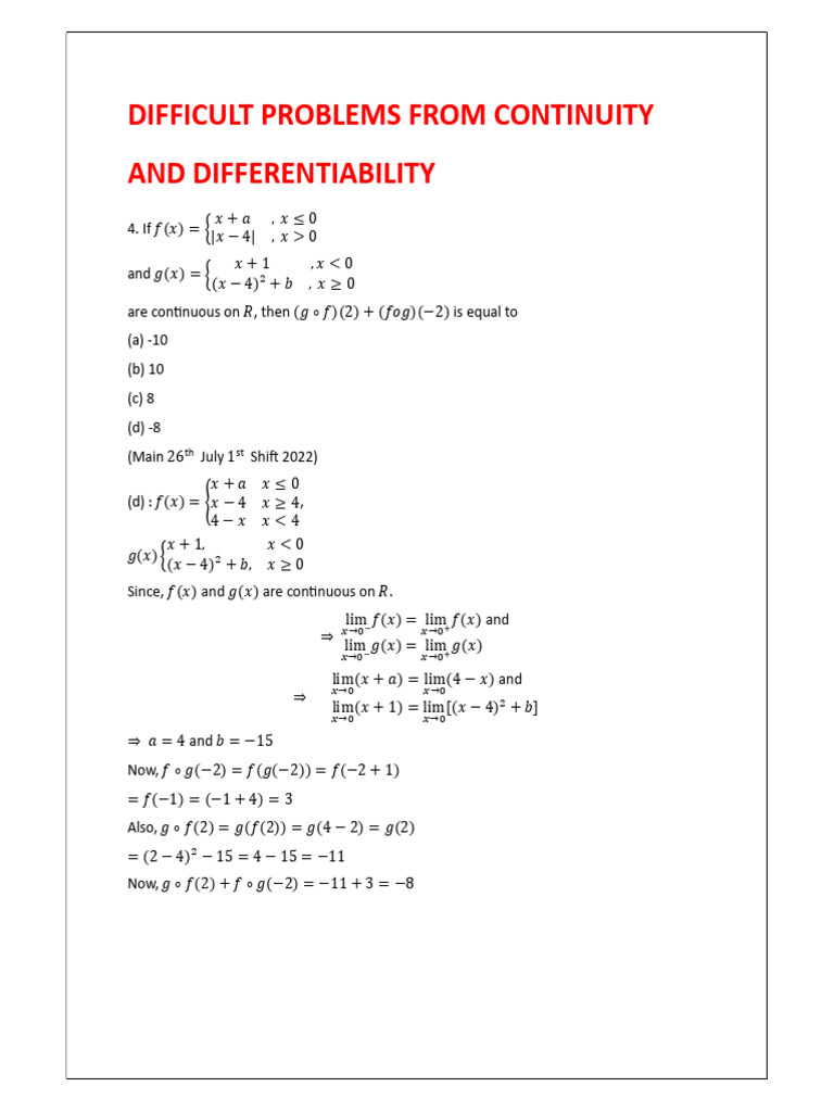 Difficult Problems From Cont & Diff | PDF | Mathematics | Mathematical ...