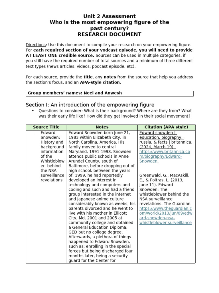 Unit 2 Assessment - Research Document | PDF | Edward Snowden | Privacy